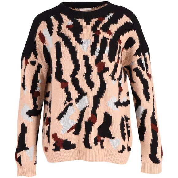 Chloe Printed Chunky Knit Sweater in Multicolor Cashmere